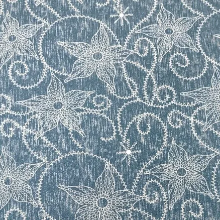 Denim-kangas 145cm 50 Kukka - 50cm