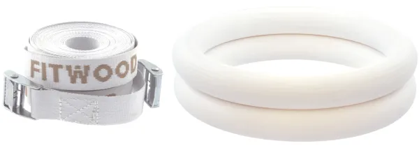 FitWood ULPU Voimistelurenkaat 28mm - Valkoinen pinta / Valkoinen hihna