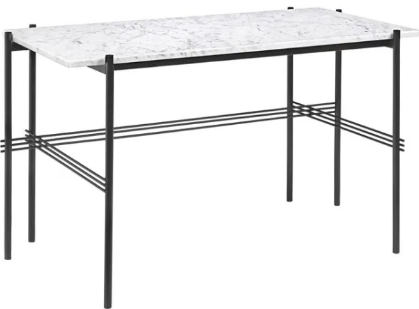 GUBI TS Kirjoituspöytä 120 x 60 cm Mustalla Jalustalla ja Valkoisella Carrara Marmoritasolla
