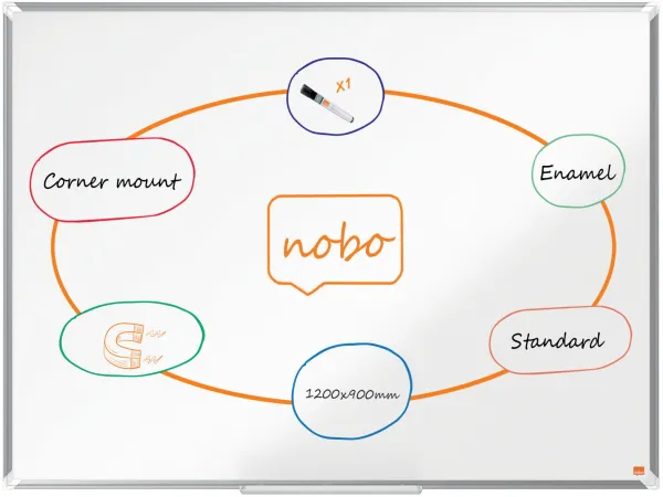 Nobo Premium Plus emaloitu valkotaulu 120x90 cm valkoinen